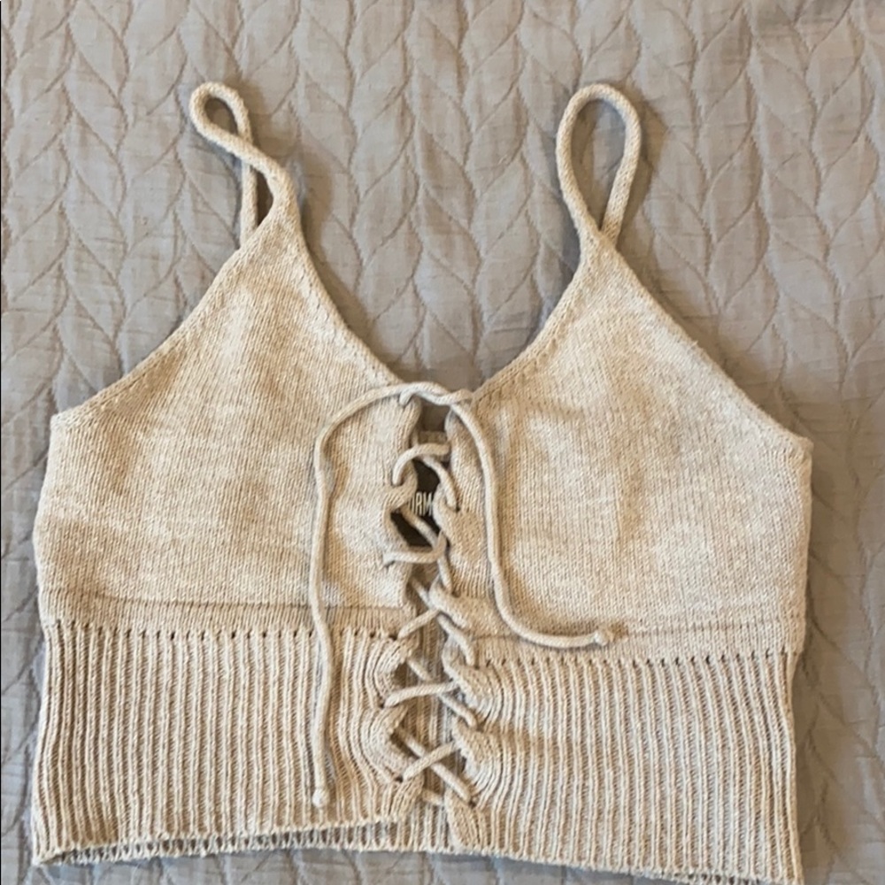 Reformation front tie crop top